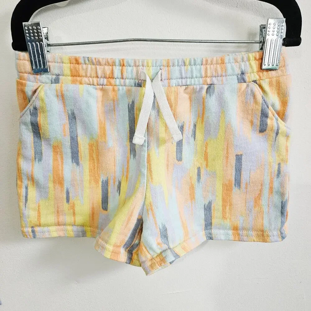 Carters Girls 6/6X Pull On Casual Shorts Yellow Orange Abstract Stripe Cotton